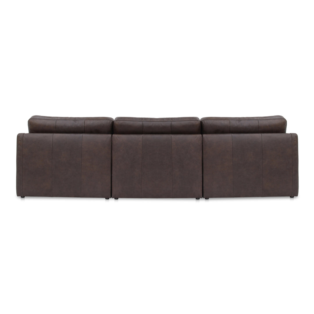Elegant Slope Arm Leather Modular Sofa - Espresso Hue