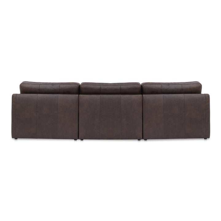 Elegant Slope Arm Leather Modular Sofa - Espresso Hue