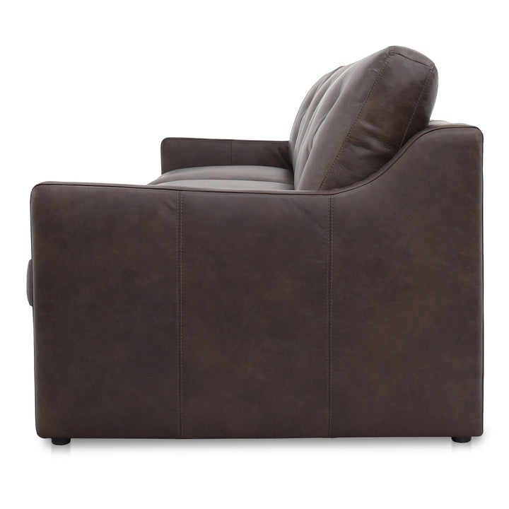 Elegant Slope Arm Leather Modular Sofa - Espresso Hue