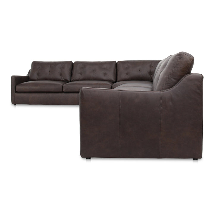 Timeless Espresso Leather Modular Sofa with Slope Arms