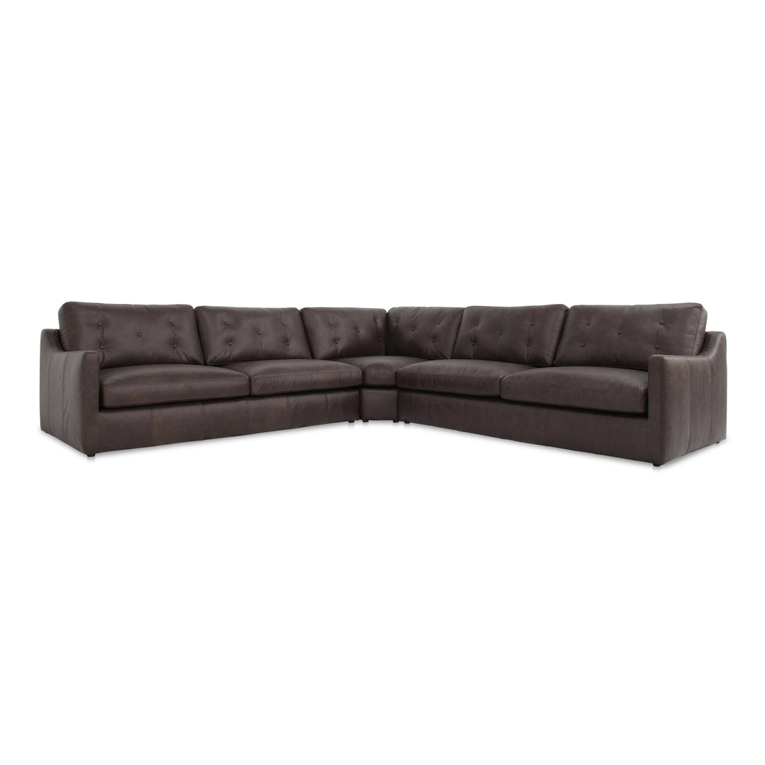 Timeless Espresso Leather Modular Sofa with Slope Arms