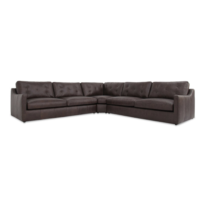Timeless Espresso Leather Modular Sofa with Slope Arms