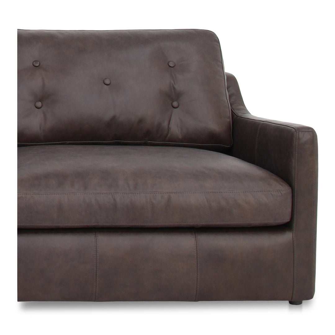 Modern Tufted Espresso Leather Modular Sofa with Sloped Arms