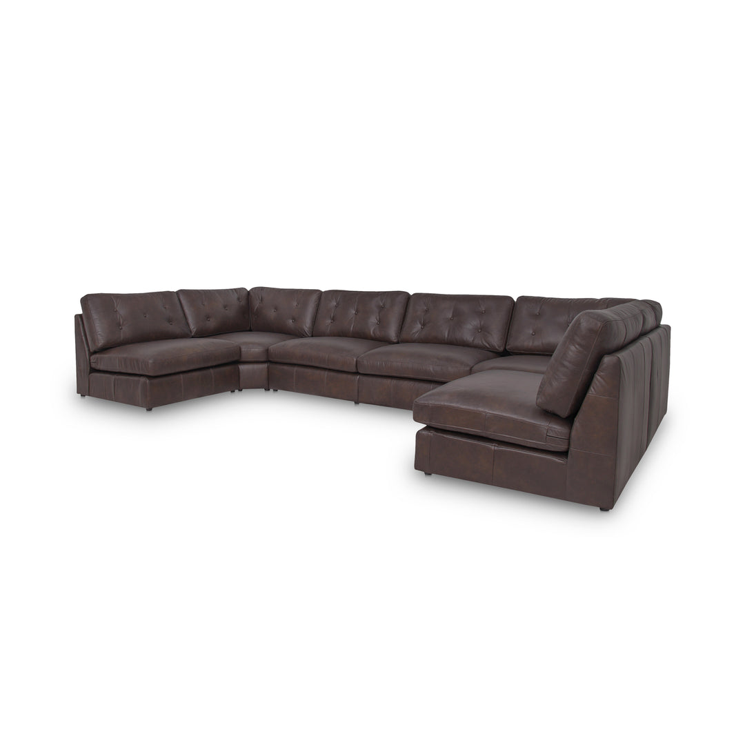 Modern Elegance U-Shaped Leather Sectional with Sloped Arms