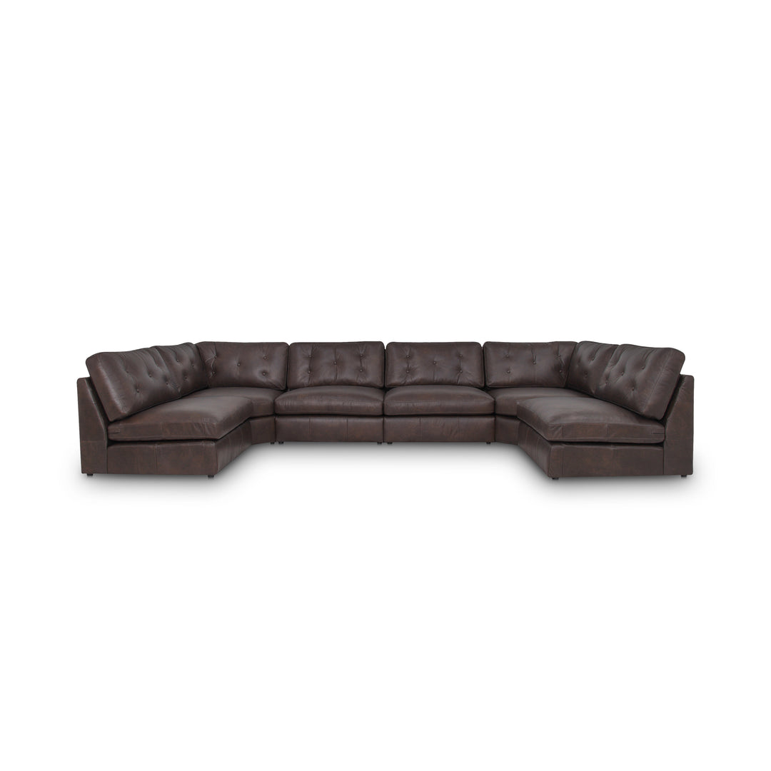 Modern Elegance U-Shaped Leather Sectional with Sloped Arms