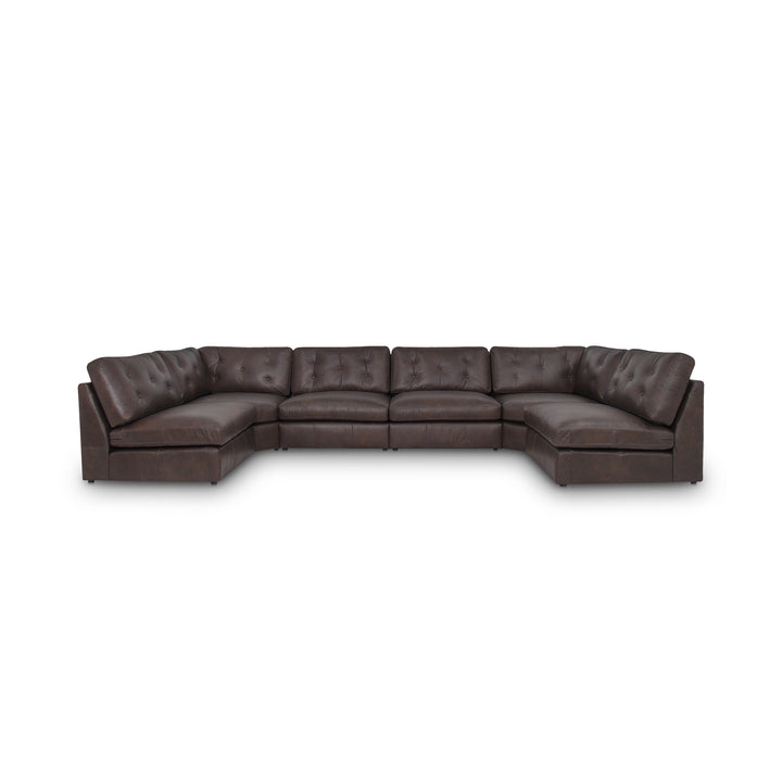 Modern Elegance U-Shaped Leather Sectional with Sloped Arms