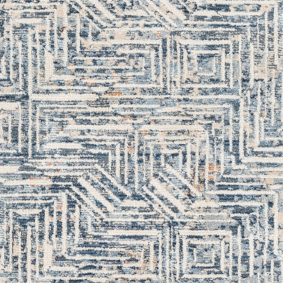 Blue Hexagon Textured Rug