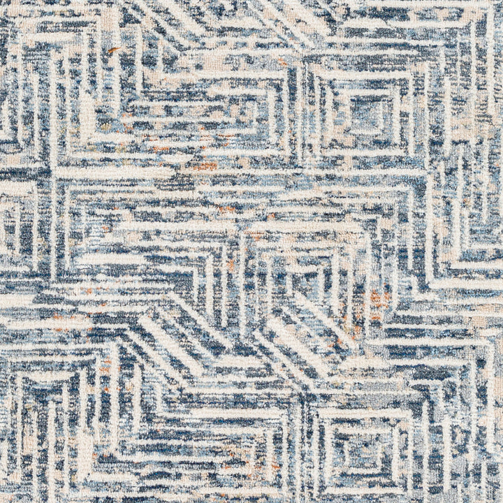 Blue Hexagon Textured Rug