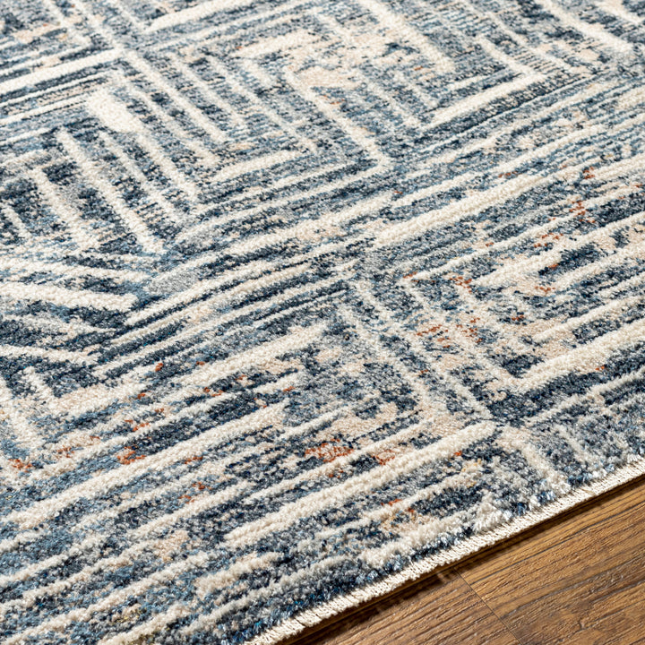 Blue Hexagon Textured Rug