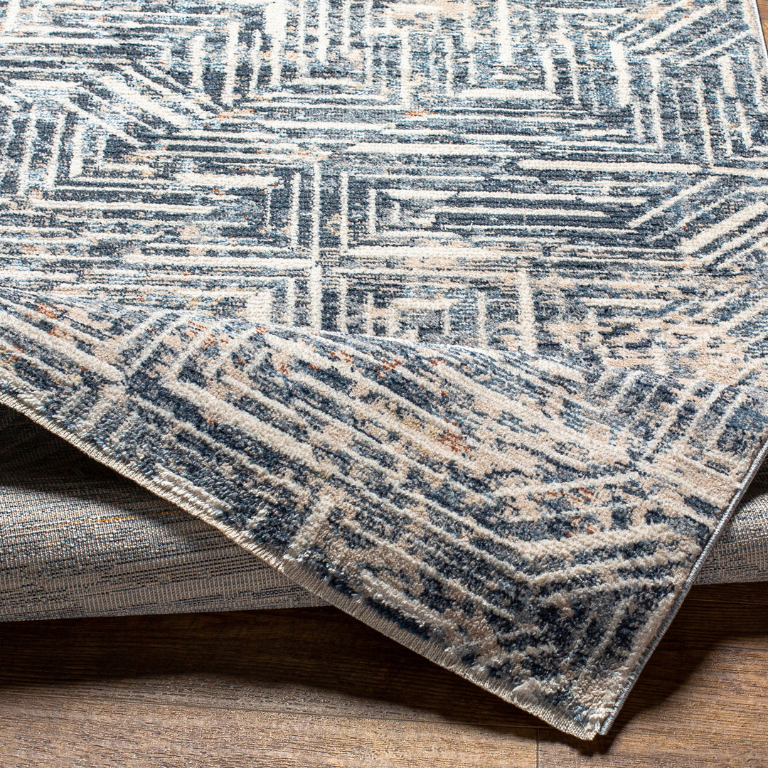 Blue Hexagon Textured Rug