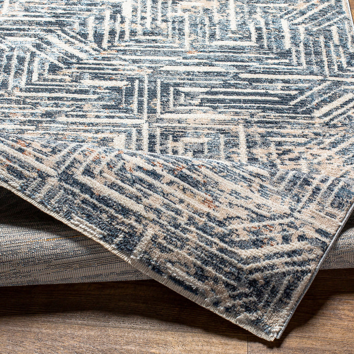Blue Hexagon Textured Rug