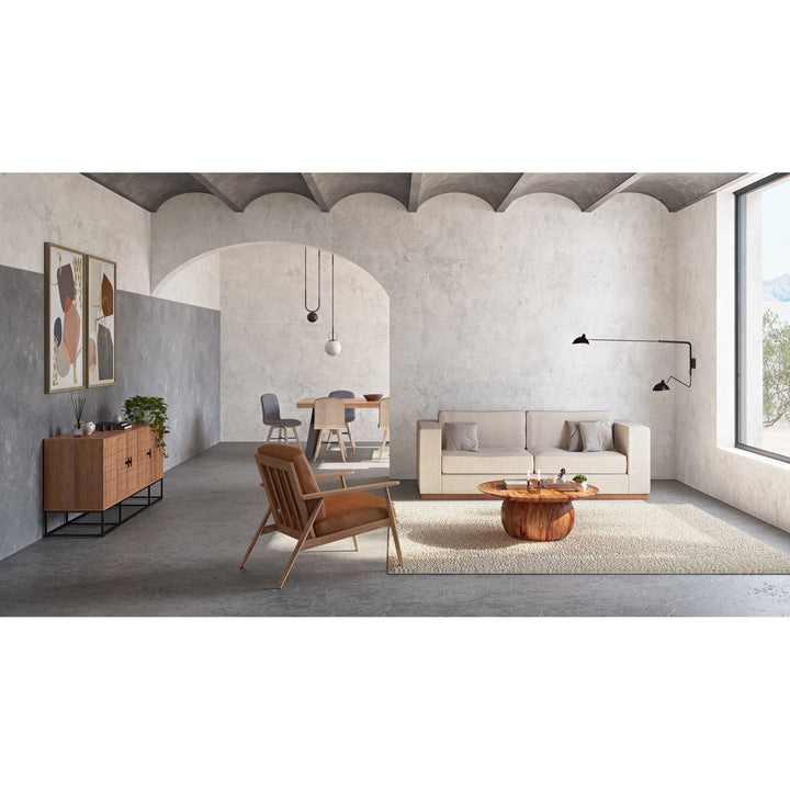 Modern Solid Oak Wood Rounded-Edge Lounger