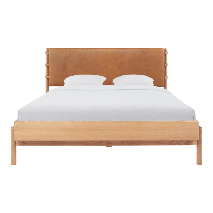 Premium Leather & Oak Contemporary King Bed