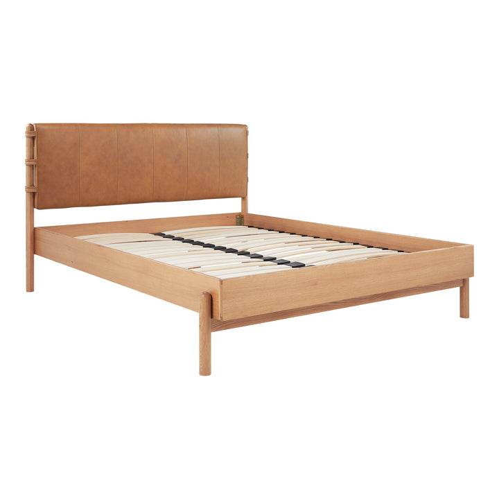 Premium Leather & Oak Contemporary King Bed