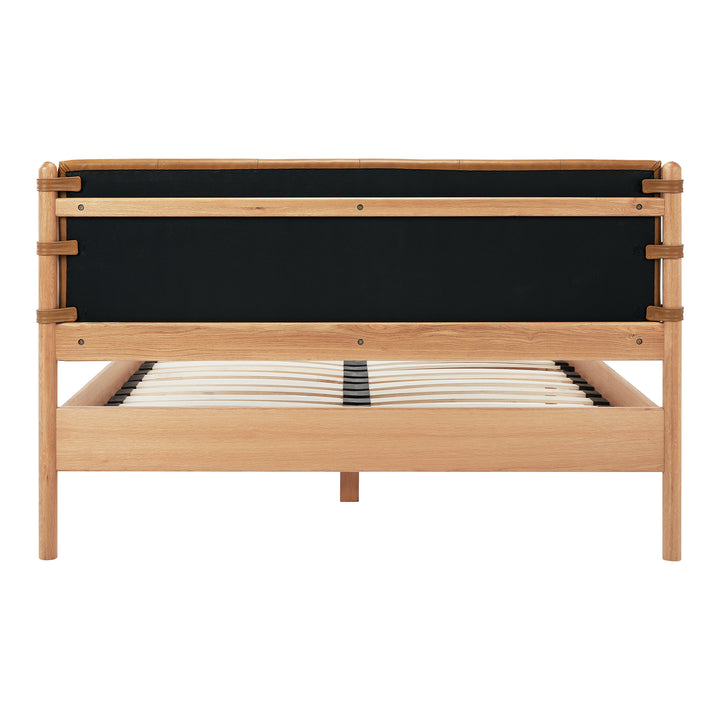 Premium Leather & Oak Contemporary King Bed