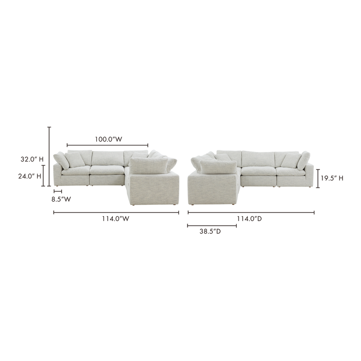 Summit Condo Classic L Modular Sectional Cream White