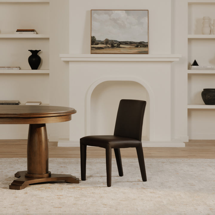 Sophisticated Pair of Vegan Leather Dining Chairs with Rounded Corners