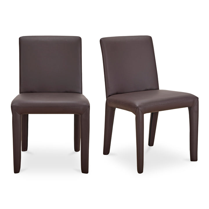 Sophisticated Pair of Vegan Leather Dining Chairs with Rounded Corners
