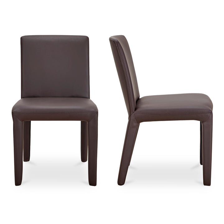 Sophisticated Pair of Vegan Leather Dining Chairs with Rounded Corners