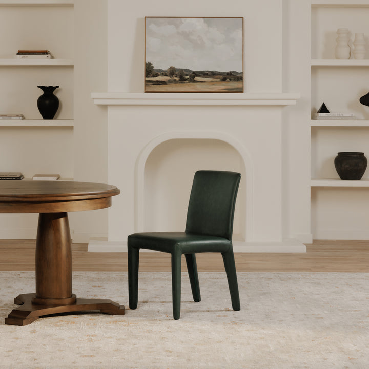 Sophisticated Pair of Vegan Leather Dining Chairs with Rounded Corners