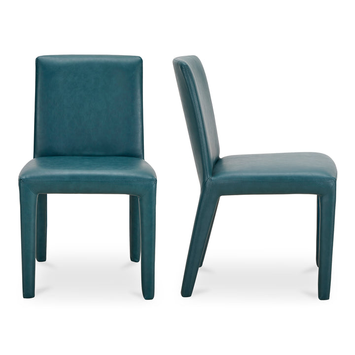 Sophisticated Pair of Vegan Leather Dining Chairs with Rounded Corners