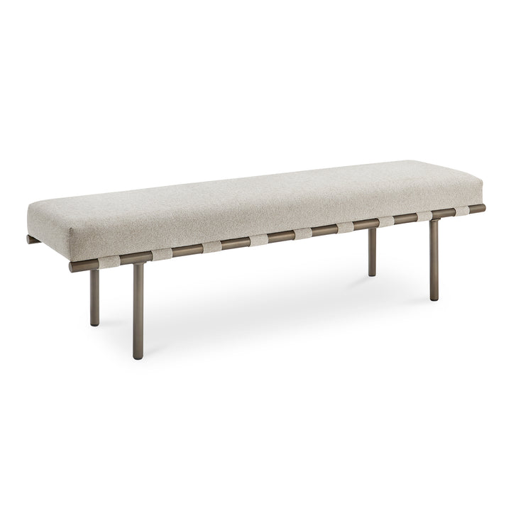 Graceful Blackened Bronze Dining Bench with Performance Fabric Seating