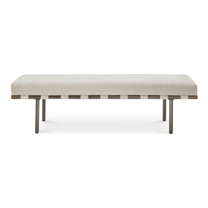 Graceful Blackened Bronze Dining Bench with Performance Fabric Seating