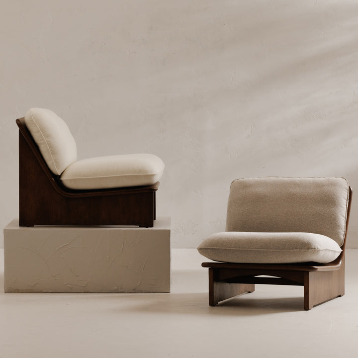 Retro-Chic Low Stool with Warm Neutrals