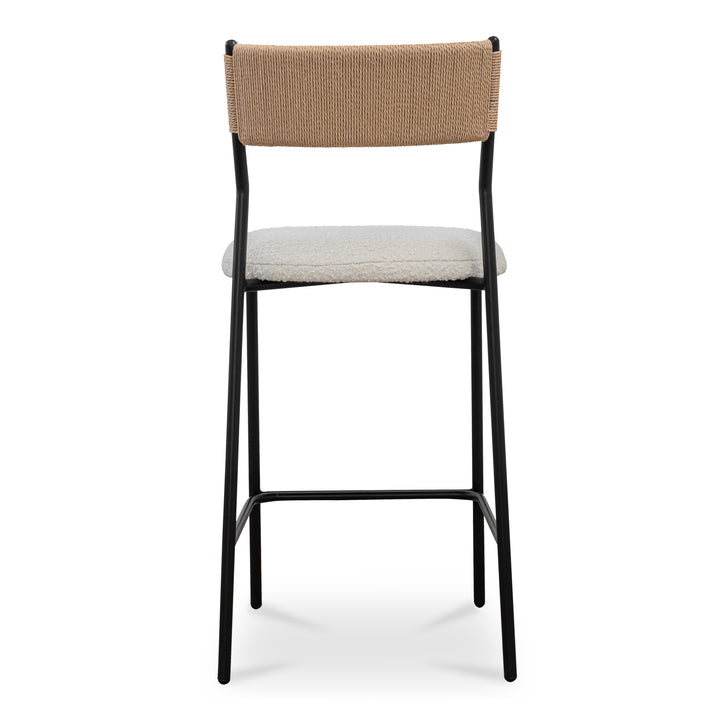 Modern Rustic Counter Stool with Bouclé Seat