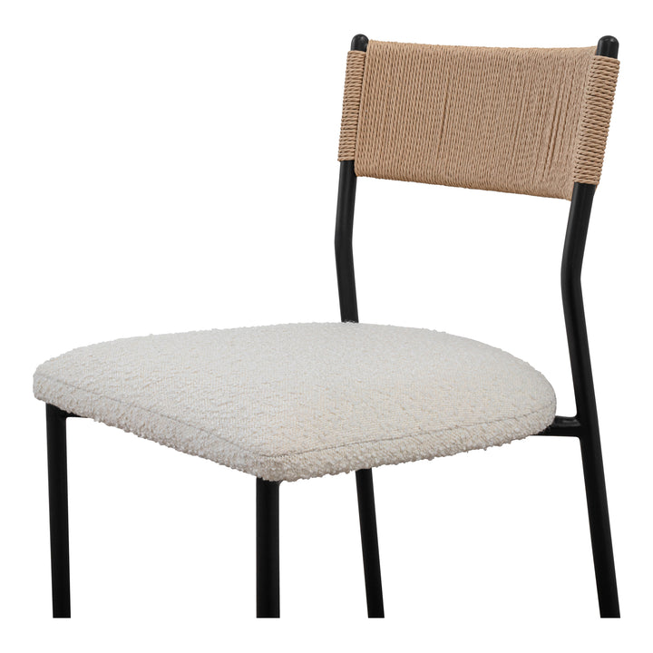 Modern Rustic Counter Stool with Bouclé Seat