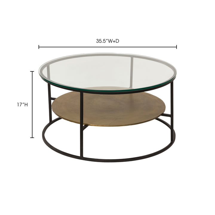 Sleek Brass-Finished Glass Circle Shelf Table