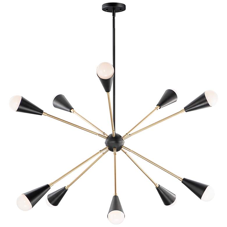Lovell 32" Wide Black and Brass 10-Light Sputnik Chandelier