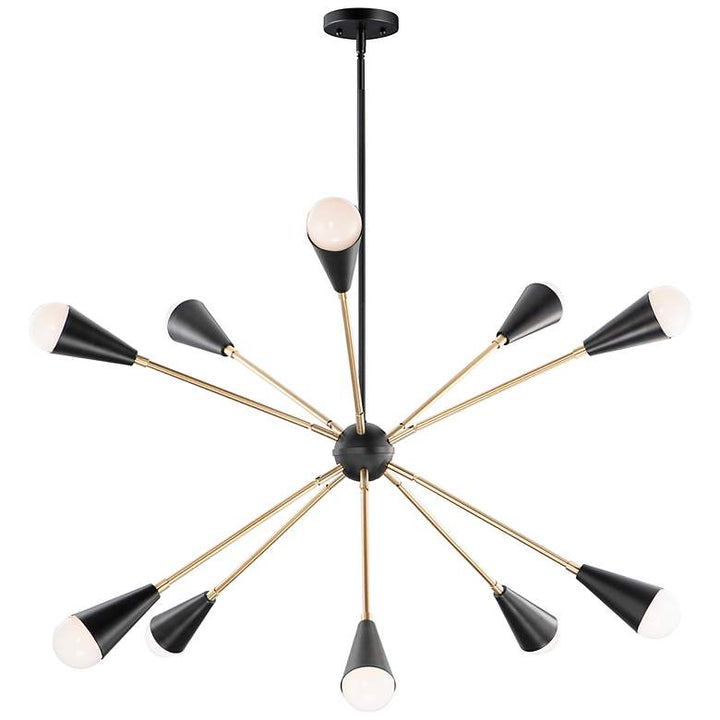 Lovell 32" Wide Black and Brass 10-Light Sputnik Chandelier