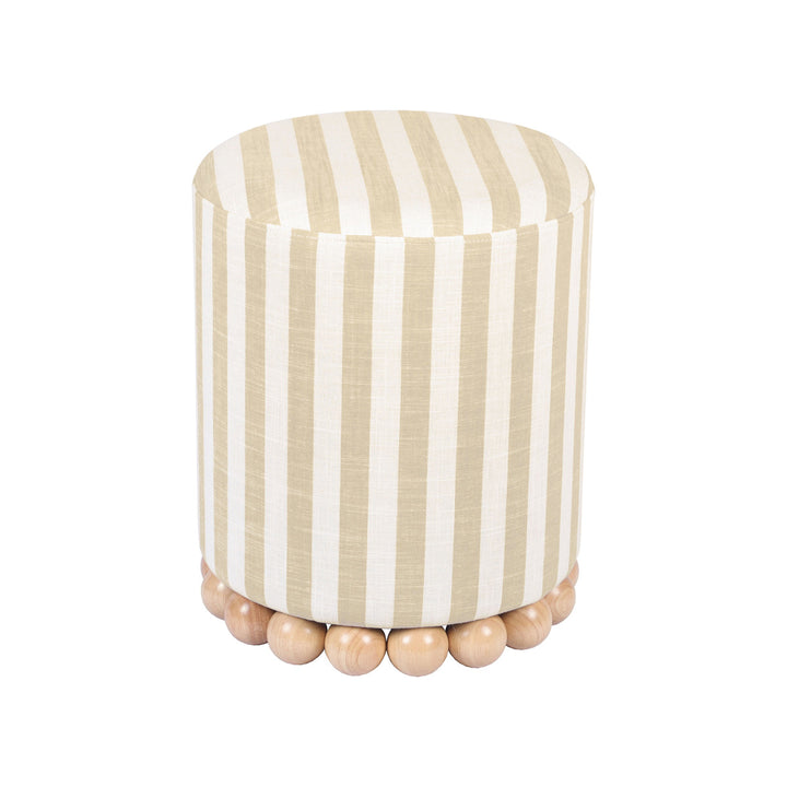 Bell Beige Striped Ottoman