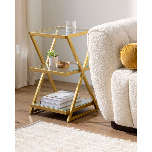 Urban Edge ALI-001 26"H x 15"W x 15"D Glass and Metal Table