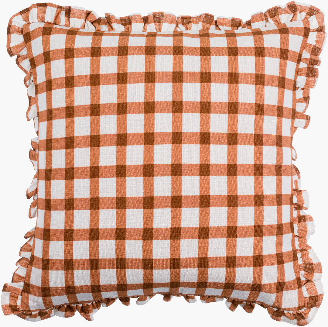 Louise Plaid Pillow - Rust 18x18 w Poly Insert