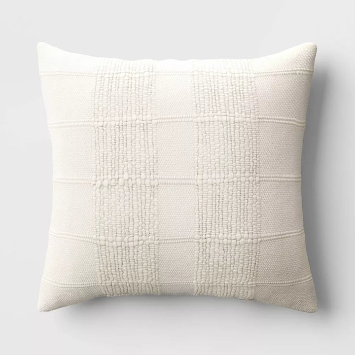 Textural Solid Square Throw Pillow Off-White 18x18