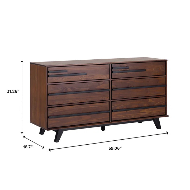 Amiliya Modern Solid Wood Detailed 6-Drawer Dresser