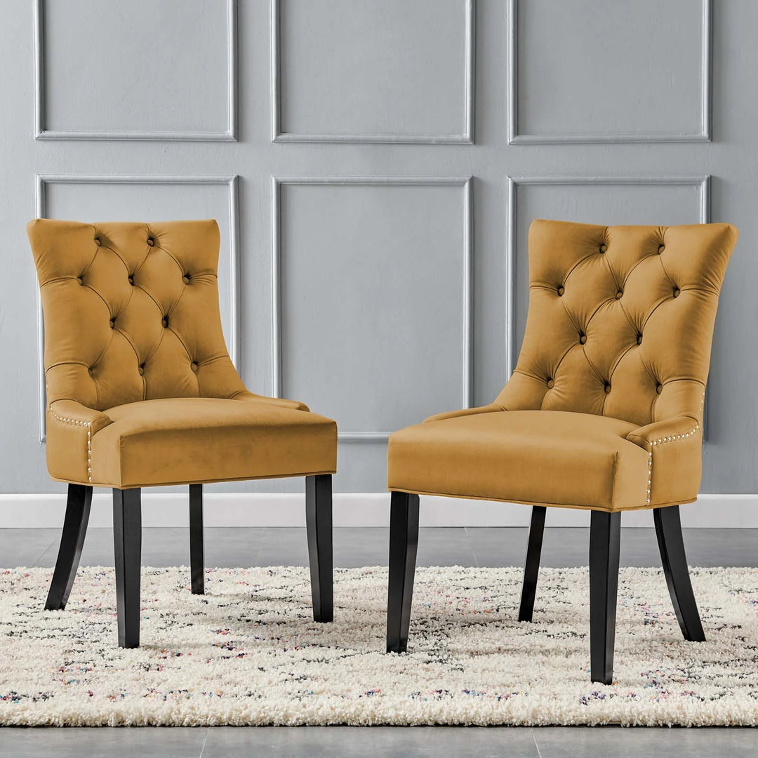Grant Tufted Velvet Dining Chair Set of 2 - Cognac