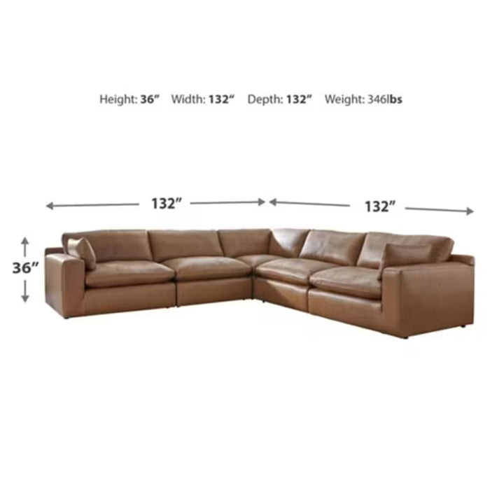 Signature Design by Ashley Emilia 5-Piece L-Shaped Sectional in Caramel