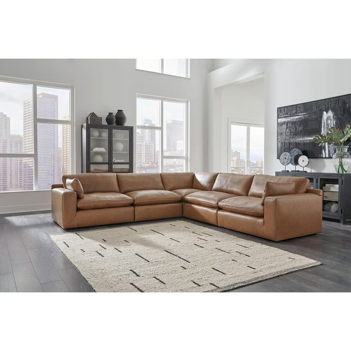 Signature Design by Ashley Emilia 5-Piece L-Shaped Sectional in Caramel