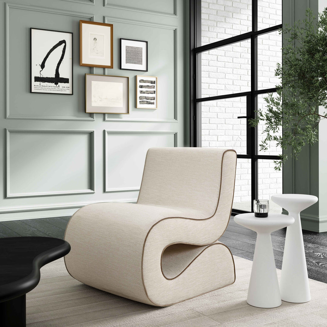 Curvature Cream Basketweave Accent Chair