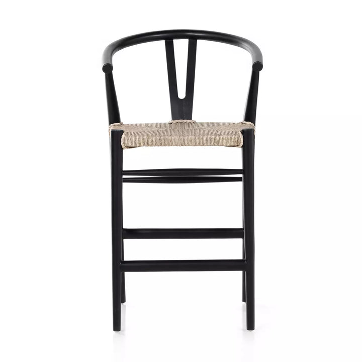 Crescent Black Wishbone Counter Stool