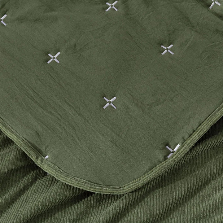 Corduroy Polyester Cross Stitch King Quilt Set By Chezmoi Collection
