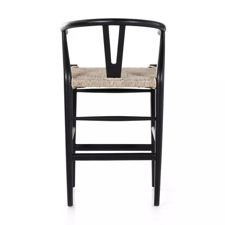 Crescent Black Wishbone Counter Stool