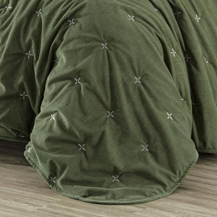 Corduroy Polyester Cross Stitch King Quilt Set By Chezmoi Collection
