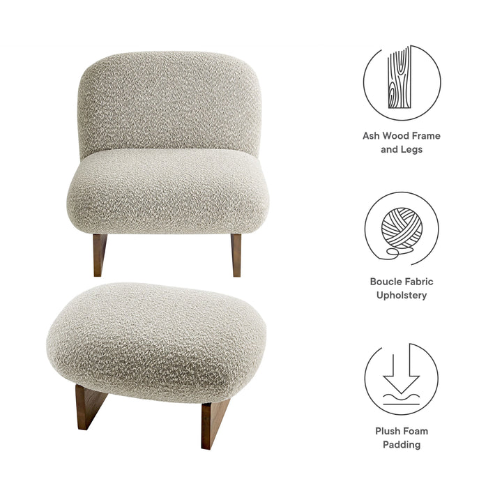 Luna Boucle Chair and Ottoman
