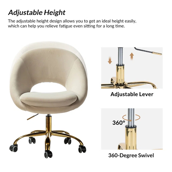 Louise Velvet Modern Task Chair with Ergonomic Design