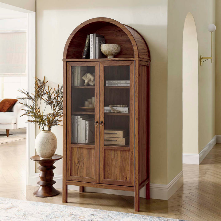 Tara Tall Arched Showcase Shelving Cabinet