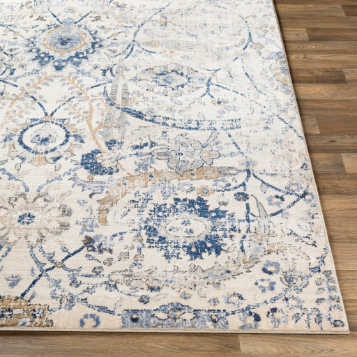 Indigo Ikat Inspired Machine Woven Rug